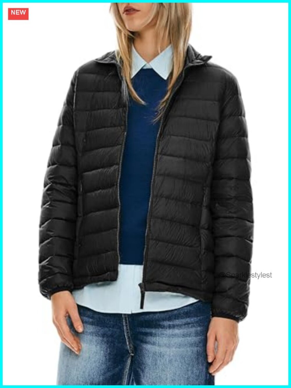 Lightweight Packable Down Jacket Quilted Puffer Coat with Stand Collar